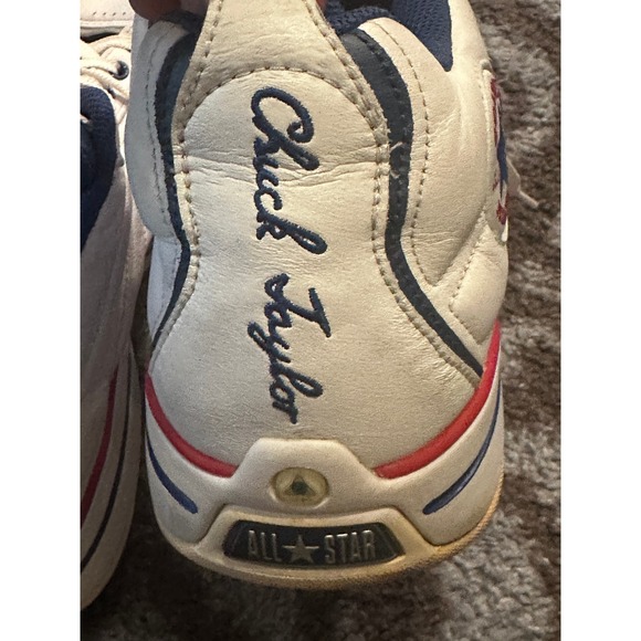 Converse Chuck Taylor All Star Leather Sneakers White Red Blue - Picture 4 of 8